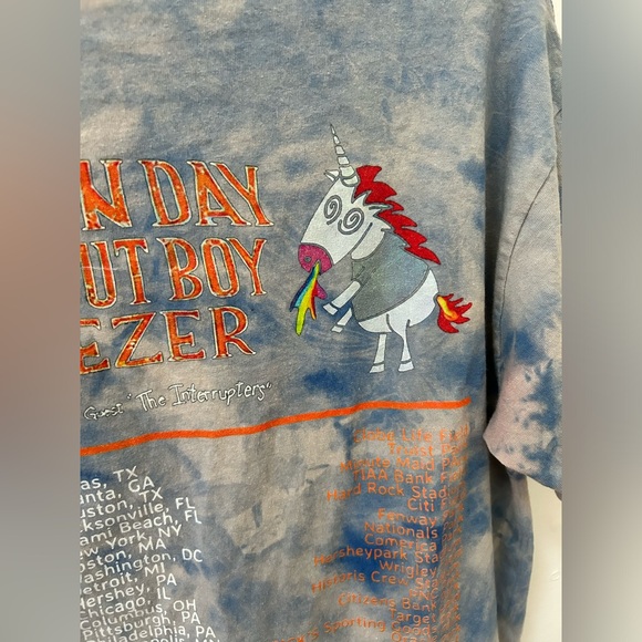 Weezer Green Day Fallout Boy Hella Mega Acid Washed Tour T-Shirt Size Medium - Picture 11 of 15